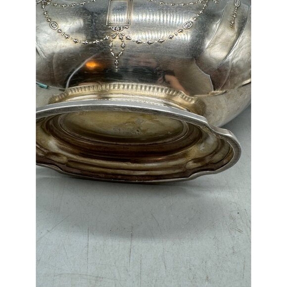 Antique Silverplated Gravy Boat With Attached Oval Tray Community plate READ - Picture 16 of 16